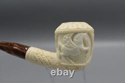 Ornate Rhodesian Pipe Unicorn Embossed BLOCK MEERSCHAUM-NEW-HANDMADE Case#1004