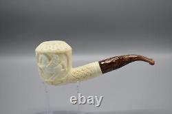 Ornate Rhodesian Pipe Unicorn Embossed BLOCK MEERSCHAUM-NEW-HANDMADE Case#1004