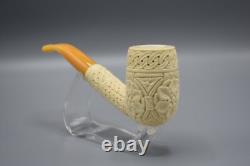 Ornate Tall Billiard Pipe BLOCK MEERSCHAUM-NEW-HAND CARVED Custom Case#562