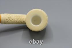 Ornate Tall Billiard Pipe BLOCK MEERSCHAUM-NEW-HAND CARVED Custom Case#562