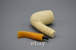 Ornate Tall Billiard Pipe BLOCK MEERSCHAUM-NEW-HAND CARVED Custom Case#562
