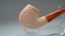 Ornate processing handmade block MEERSCHAUM Pipe tobacoo bu M. DULGER + With case