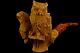 Owl Family Pipe By Koray Block Meerschaum-new Handmade W Case#958