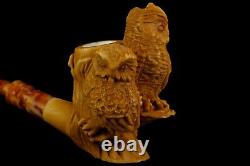 Owl Family Pipe By Koray Block Meerschaum-NEW Handmade W CASE#958