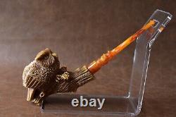 Owl? Figure Pipe By Kenan New Handmade Block Meerschaum Custom Made Case #390
