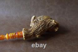 Owl? Figure Pipe By Kenan New Handmade Block Meerschaum Custom Made Case #390