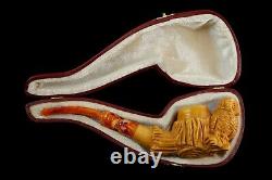 Owl Figure Pipe By Koray Block Meerschaum-NEW Handmade W CASE#1284