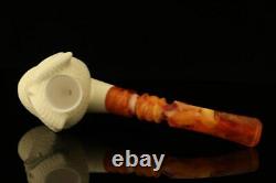 Owl Hand Carved Block Meerschaum Pipe with custom CASE 12223