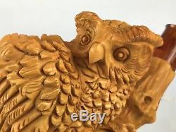 Owl Pipe BY SADIK YANIK Block Meerschaum-NEW W CASE