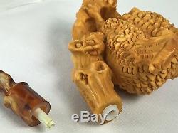 Owl Pipe BY SADIK YANIK Block Meerschaum-NEW W CASE