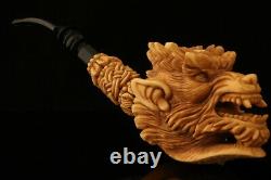 Parade Dragon Hand Carved Block Meerschaum Pipe by Kenan with case 12659