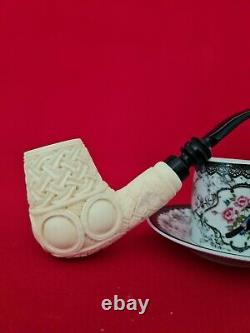 Pattern embroidered meerschaum pipe, non pipe, block meerschaum