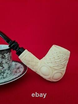 Pattern embroidered meerschaum pipe, non pipe, block meerschaum