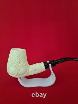 Pattern embroidered meerschaum pipe, non pipe, block meerschaum