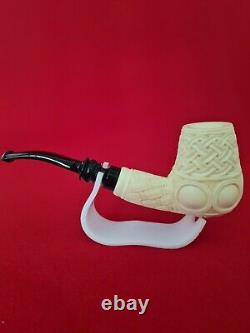 Pattern embroidered meerschaum pipe, non pipe, block meerschaum