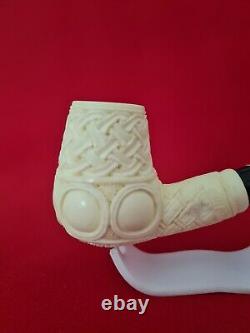 Pattern embroidered meerschaum pipe, non pipe, block meerschaum