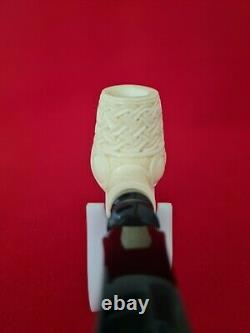 Pattern embroidered meerschaum pipe, non pipe, block meerschaum