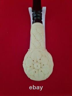 Pattern embroidered meerschaum pipe, non pipe, block meerschaum