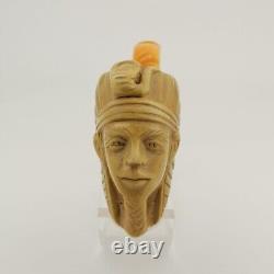 Pharaoh Tutankhamun Block Meerschaum Pipe, With Case, Unique Meerschaum Pipes