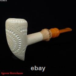 Pickaxe Bamboo Stem Block Meerschaum Pipe Tobacco Smoking Pfeife Estate AGM534