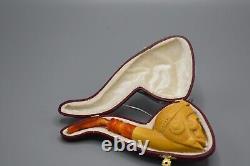 Pilot Skull Pipe BY Ali Block Meerschaum-NEW HANDMADE W CASE#1922