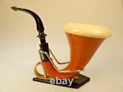 Pioneer Calabash Gourd Sherlock Holmes Pipe Turkish Block Meerschaum New Stem