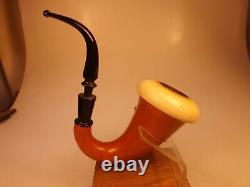 Pioneer Calabash Gourd Sherlock Holmes Pipe Turkish Block Meerschaum Rubber Stem