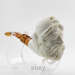 Pirate Block Meerschaum Pipe, With Case, Unique Meerschaum Pipes