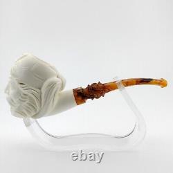 Pirate Block Meerschaum Pipe, With Case, Unique Meerschaum Pipes