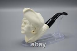 Pirate Figure Pipe Block Meerschaum-NEW Handmade Custom Fitted CASE#1241