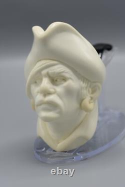 Pirate Figure Pipe Block Meerschaum-NEW Handmade Custom Fitted CASE#1241