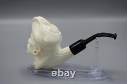 Pirate Figure Pipe Block Meerschaum-NEW Handmade Custom Fitted CASE#1241