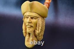 Pirate Of Caribbean Pipe By Kenan Block Meerschaum-NEW Handmade W CASE#387