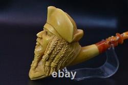 Pirate Of Caribbean Pipe By Kenan Block Meerschaum-NEW Handmade W CASE#387