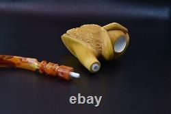 Pirate Of Caribbean Pipe By Kenan Block Meerschaum-NEW Handmade W CASE#387