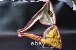 Pirate Of Caribbean Pipe By Kenan Block Meerschaum-NEW Handmade W CASE#387