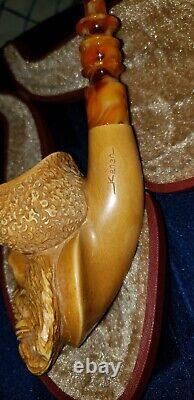 Pirate Skull Block Meerschaum One Of A Kind Pipe Signed Kenan. Large Size