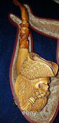 Pirate Skull Block Meerschaum One Of A Kind Pipe Signed Kenan. Large Size