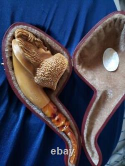 Pirate Skull Block Meerschaum One Of A Kind Pipe Signed Kenan. Large Size