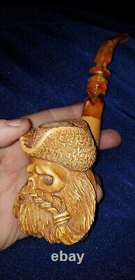 Pirate Skull Block Meerschaum One Of A Kind Pipe Signed Kenan. Large Size