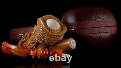 Pirate Skull Pipe By KENAN New Block Meerschaum Handmade Custom Fitted Case#452