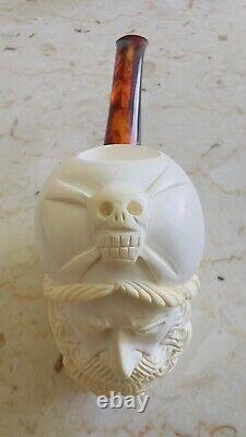 Pirate figure Pipe Big Block Meerschaum-handmade NEW With CASE