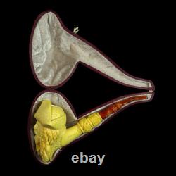 Pirates Of Caribbean Figure Pipe Block Meerschaum-NEW Handmade Fitted CASE#1486