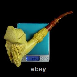 Pirates Of Caribbean Figure Pipe Block Meerschaum-NEW Handmade Fitted CASE#1486