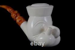 Popeye Figure Smoking Pipe Handmade Block Meerschaum-NEW Custom Fitted CASE#427