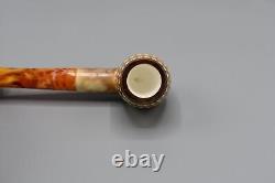 Precolored Billiard Pipe New Block Meerschaum Handmade W Case#1810
