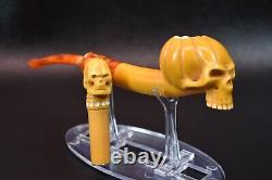 Pumpkin Skull Pipe By ALI W Skull Tamper New-block Meerschaum Handmade W Case931