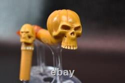 Pumpkin Skull Pipe By ALI W Skull Tamper New-block Meerschaum Handmade W Case931