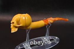 Pumpkin Skull Pipe By ALI W Skull Tamper New-block Meerschaum Handmade W Case931