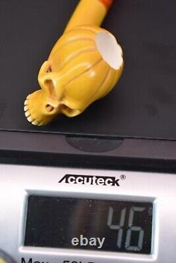 Pumpkin Skull Pipe By ALI W Skull Tamper New-block Meerschaum Handmade W Case931